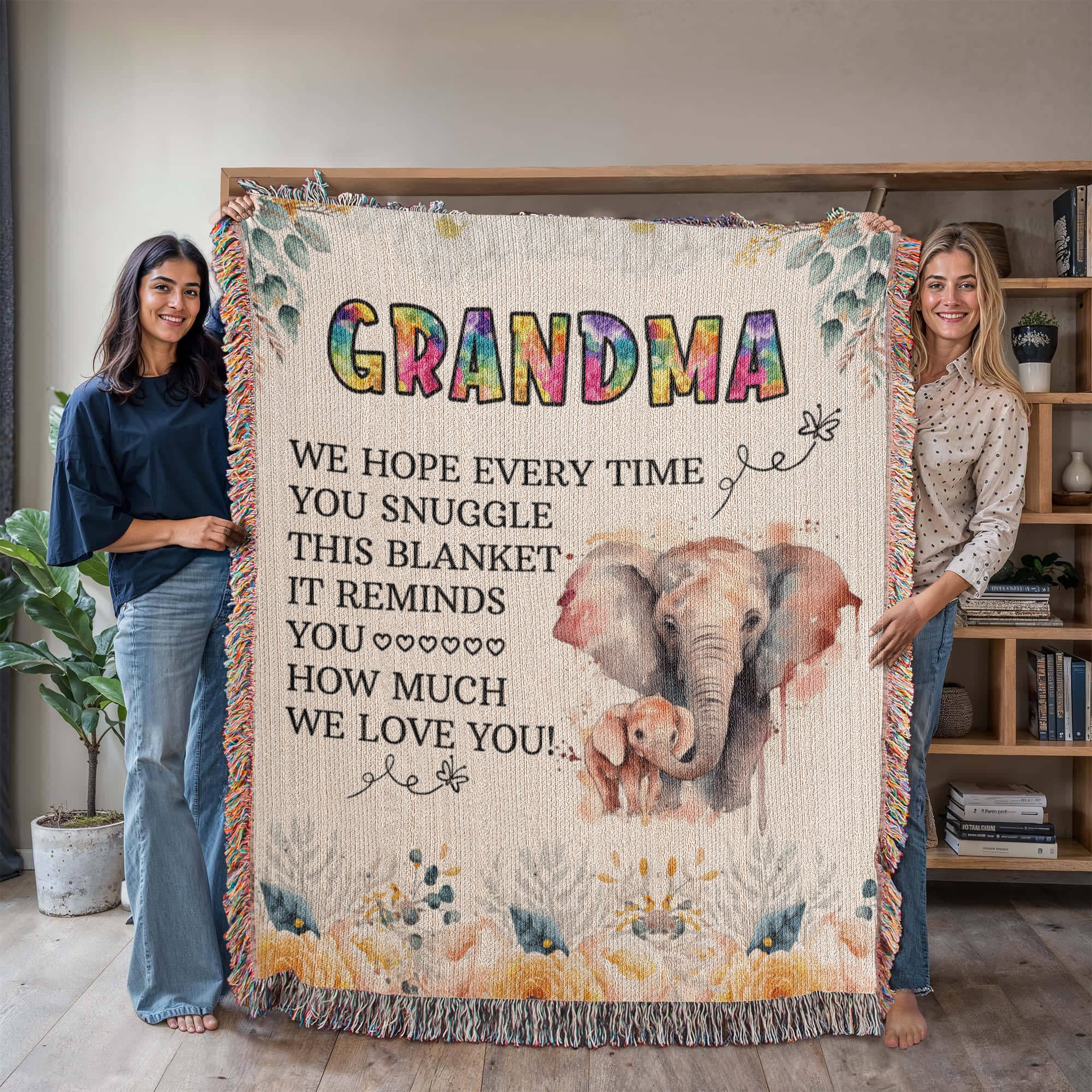 To My Grandma - Elephant Woven Blanket