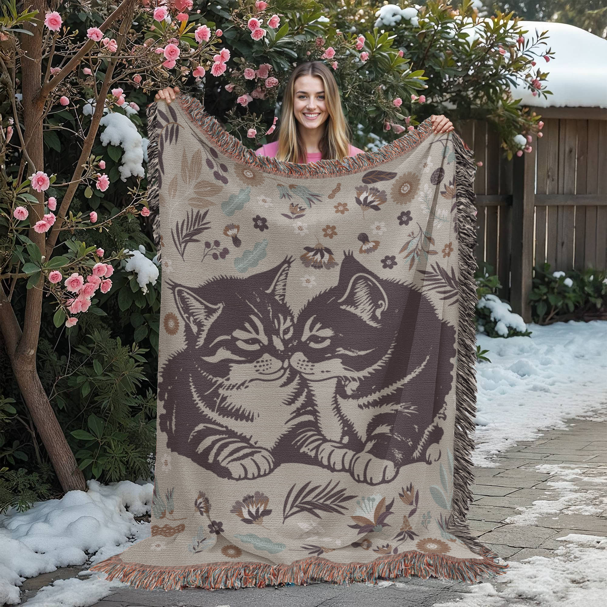 Snuggling Kitties - Woven Blanket